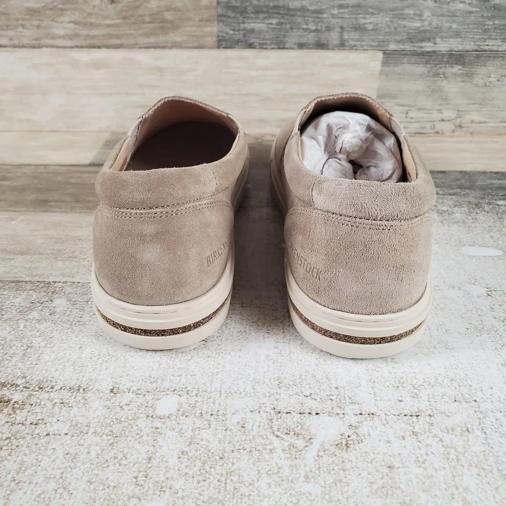 Birkenstock Oswego Shoes Womens Sz 9 Narrow Taupe Suede Comfort Slip On Sneakers